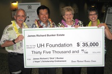 Dick Bunker Hope Scholarship check